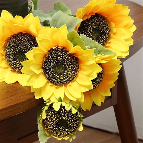 Sunflower Decorations Lifelike Artificial Plastic Sunflowers Heads Home