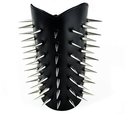 Heavy Metal Tall Spike Armband Real Leather Wristband Gauntlet