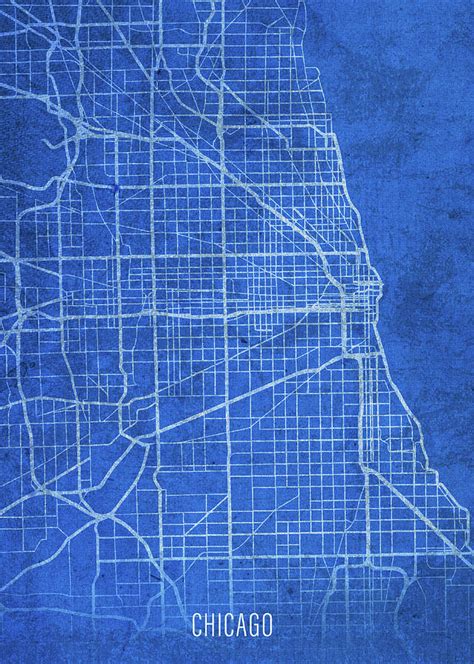 Chicago Illinois City Street Map Blueprints Mixed Media By