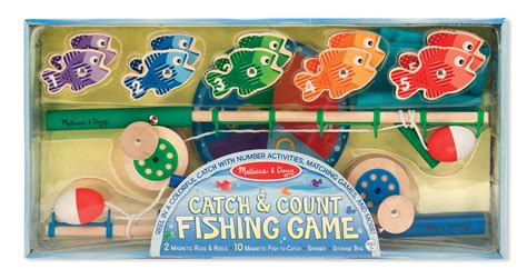 Melissa Doug Catch Count Wooden Fishing Game With 2 Magnetic Rods