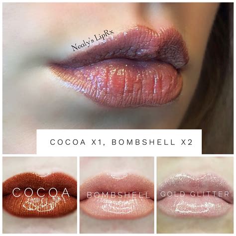 Cocoa LipSense x1, Bombshell LipSense x2 with Gold Glitter Gloss | Cocoa lipsense, Lipsense ...