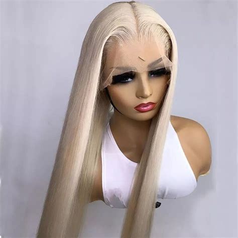 Transparent Full Lace Blonde Human Hair Wigs Platinum Blonde Etsy