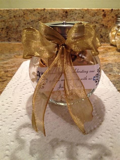 Spice Jar With Gold Chocolate Coins As 50th Wedding Anniversary Favor
