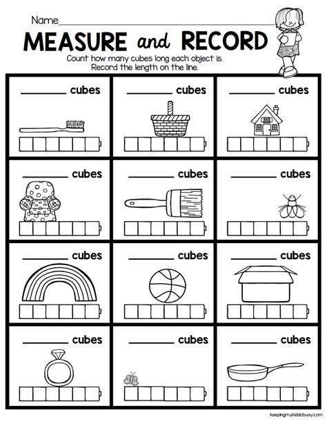 Measure And Record Kindergarten Math Worksheet Length Width