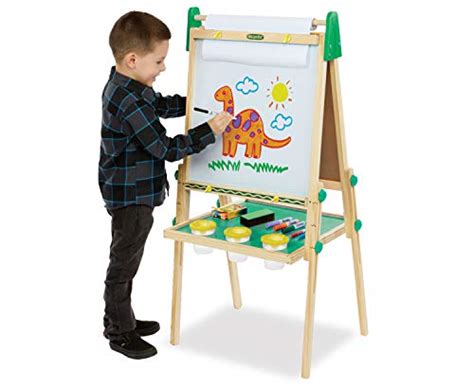 Crayola Kids Dual Sided Wooden Art Easel With Chalkboard And Dry Erase
