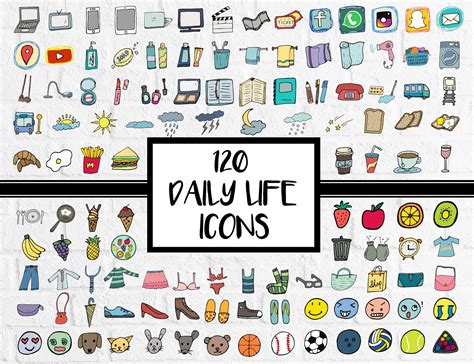 Daily Icons Everyday Icons Icons Clipart Planner Stickers Etsy