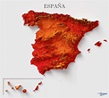 Spain Shaded Relief Map | Wondering Maps
