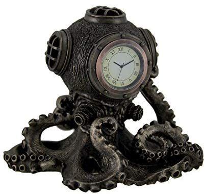 Amazon Com Resin Desk Clocks Bronze Finish Steampunk Octopus Diving