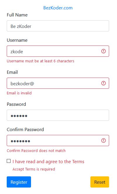 Angular 11 Form Validation Example Reactive Forms Bezkoder