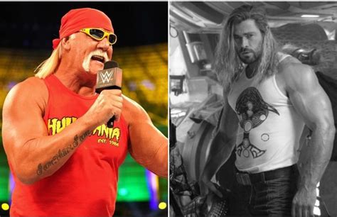 hulk hogan reacts to chris hemsworth s massive arms ahead of upcoming wwe biopic