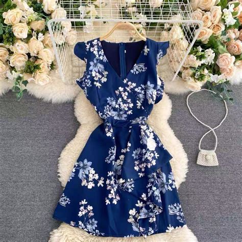 Navy Blue Floral Dress Womens Fashion Dresses And Sets Dresses On