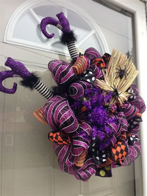 Deco Mesh Wreath Halloween Witch Purple And By Milanazdesigns Halloween