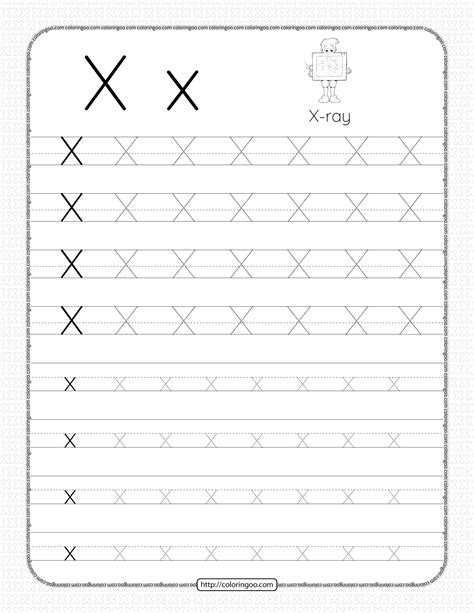 Printable Dotted Letter X Tracing Pdf Worksheet