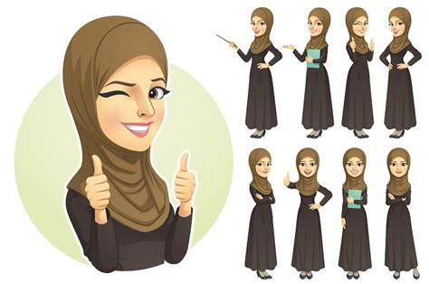 وکتور لایه باز کاراکتر زن مسلمان با حجاب