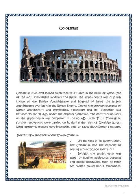 Roman Coliseum Worksheets | 99Worksheets