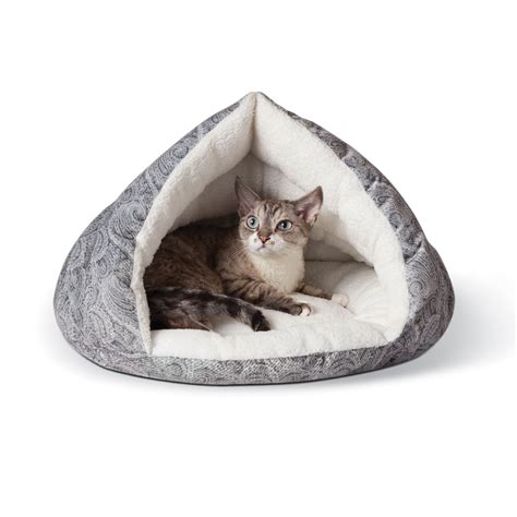 Kandh Self Warming Kitty Hut Gray Pet Bed 19 L X 18 W Petco