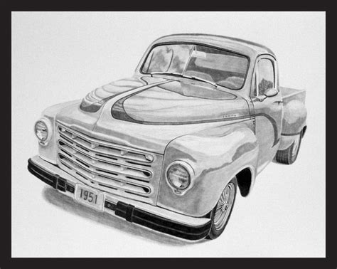 Ford truck drawings in pencil image pencil drawings of cars trucks. 1951 Studebaker PickupGraphite | Hand drawn cars ...