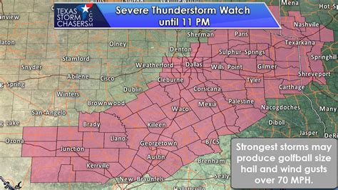 Severe Thunderstorm Watch Issued Until 11 Pm