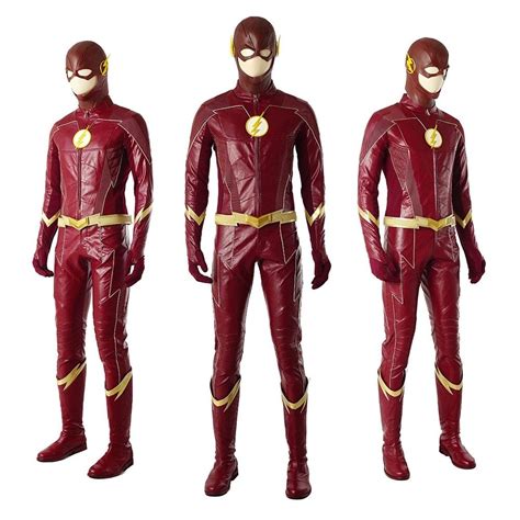 The Flash S4 Barry Allen Cosplay Costumes Classic Red Leather Suit Cosplay Costumes The Flash