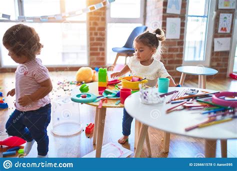 Adorable Toddlers Playing At Kindergarten Stock Photo Image Of Game