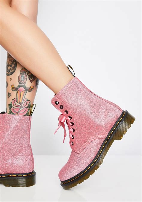 1460 Pascal Pink Glitter Boots Boots Glitter Boots Combat Boots