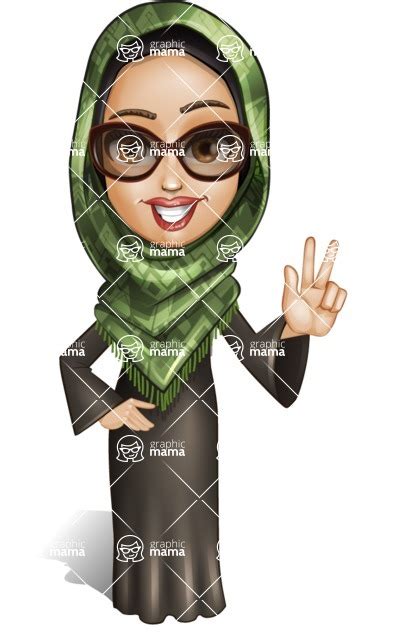 Young Muslim Woman Cartoon Vector Character 102 Cartoon Poses