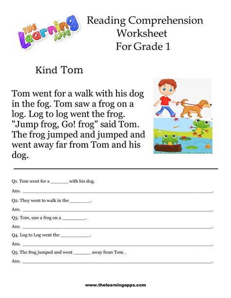 Grade Reading Comprehension Worksheet