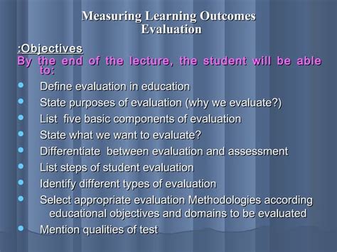 Lecture 7 Student Evaluation Ppt