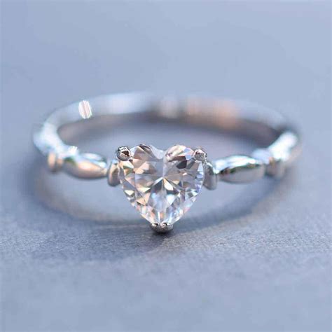 Sterling Silver Simple Cz Heart Promise Ring Eves Addiction®