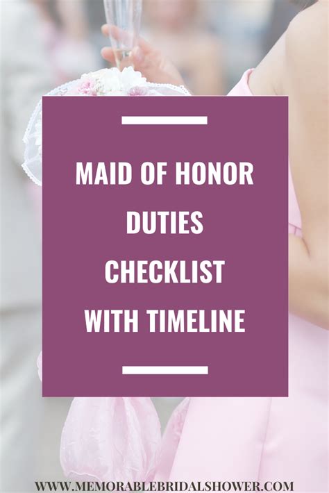 Maid Of Honor Duties Checklist 12 Months Timeline Maid Of Honor Maid Of Honor