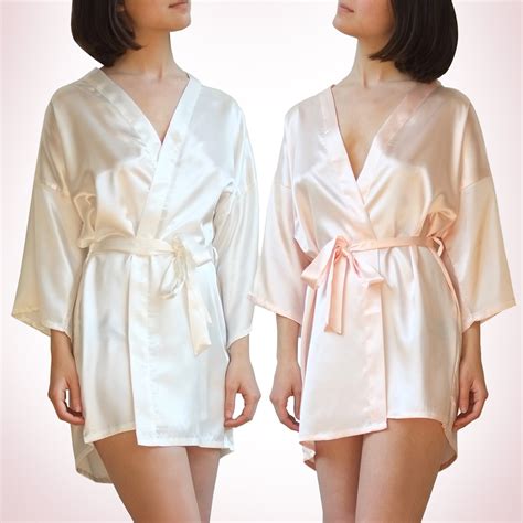 White Satin Robes Blush Silk Robe White Silk By DesignWithinYou