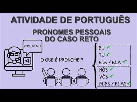 Pronomes Pessoais Do Caso Reto Atividade De Portugu S Youtube