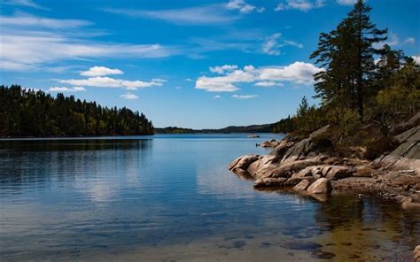 Download Wallpapers Beautiful Lake Norway Forest Blue Sky Nature