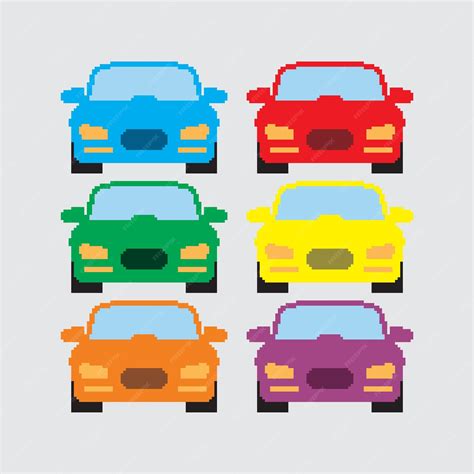 Premium Vector Colorful Cars Pixelated Front View