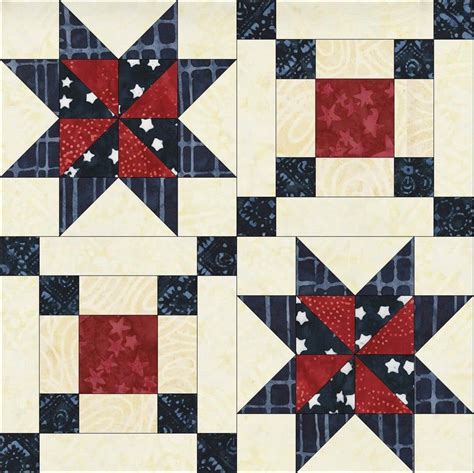 Patriotic Quilt Pattern Scrappy Flag Red Blue Fanfare Fourth Etsy
