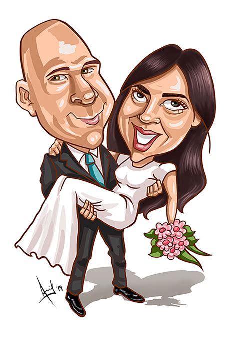 Couple Wedding Caricatures On Behance Wedding Caricature Caricature