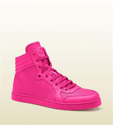 Gucci Neon Pink Leather Hightop Sneakers For Men Lyst