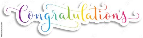 Congratulations Colorful Brush Lettering Sticker On Transparent