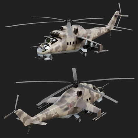 Mi 24 Battle Hind Russian Attack Helicopter Aircraft Models Blenderkit