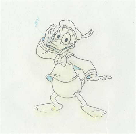 Disney Donald Duck Animation Cel Drawing From 1980s Film Signed By