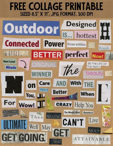 Free Download ~ Printable 85 X 11 Magazine Words Collage Sheet For