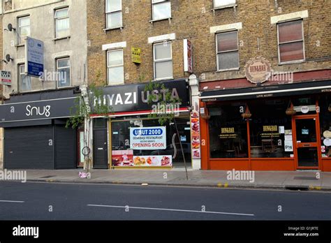 Shops And Restaurants In Harringay Green Lanes North London Stock