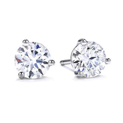Carat Total Weight Hearts On Fire Three Prong Diamond Stud Earrings