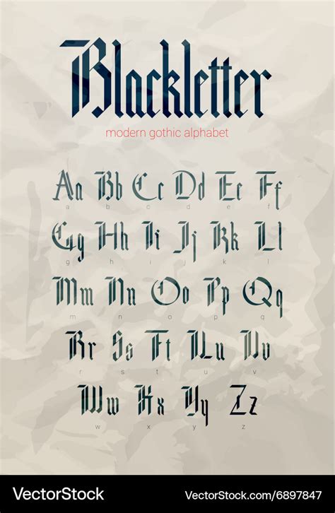 Blackletter Modern Gothic Font Royalty Free Vector Image