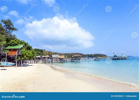 Beautiful Tropical Beach With Huts Stock Image Image Of Samet Huts