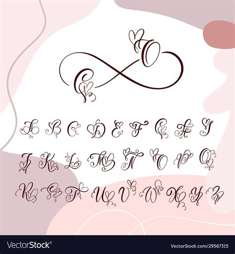 Handwritten Heart Calligraphy Monogram Alphabet Vector Image