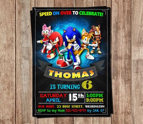 Sonic Invitación Cumpleaños Sonic Sonic Personalizados Fiesta De