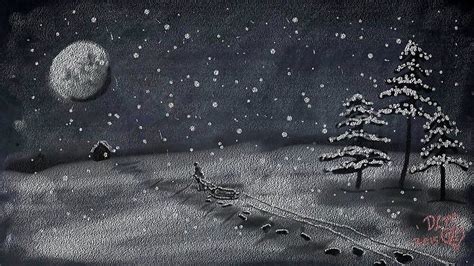 Peaceful Snowy Night Chalkboard Scene By Dawna Morton Redbubble