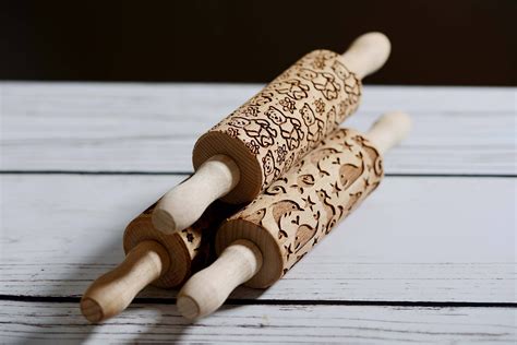 Set Of 3 Mini Rolling Pins Laser Engraved Rolling Pin Etsy