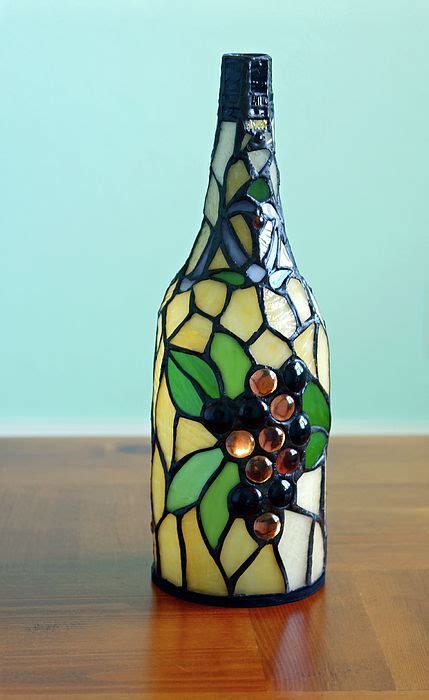 Stained Glass Wine Bottle By Sally Weigand Glass Bottles Art Glass Bottle Crafts Wine Bottle